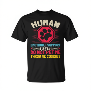 Camiseta del equipo de apoyo emocional humano: No me acaricien, lánzame galletas - Product Image 2