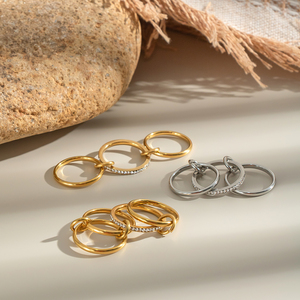X&amp;L Stainless Steel Minimalism <strong>Stack</strong> <strong>Ring</strong> 18K Gold Color Finger Accessories Multi Pieces Interlocking Spinelli <strong>Ring</strong> - Product Image 2