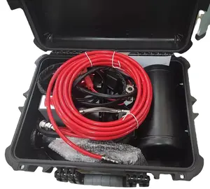 Gonfleurs automatiques de pneus hors route rouges pompe à Air Portable Dc12v compresseur d'air en métal avec boîte en plastique