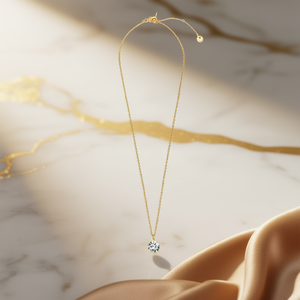 Collana con Pendente Angelina Placcato Oro con Diamante Taglio Brillante Rotondo Solitario Minimalista per Donna Uso Quotidiano - Product Image 2