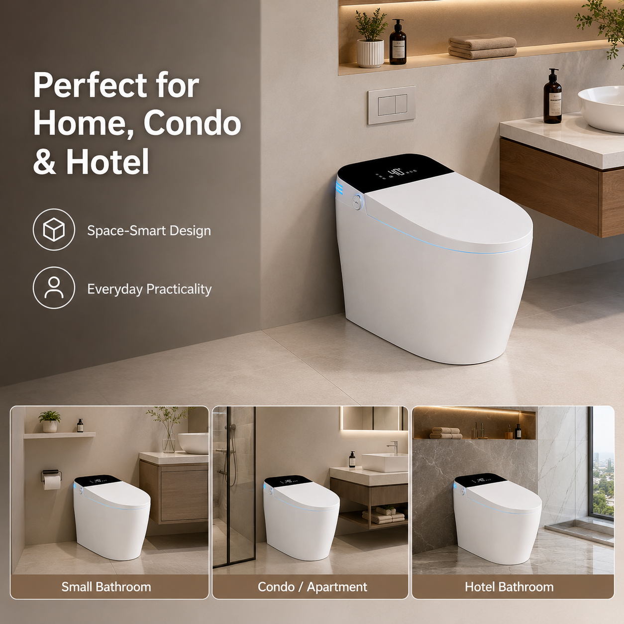 Factory Wholesale Smart Toilet WC Square Remote Control Auto Flush Heated Seat Bidet One Piece Electric Bidet Smart Toilet · image 3