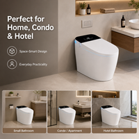 Inodoro inteligente de una pieza con bidé, control remoto, descarga automática, asiento con calefacción y drenaje a pared, venta al por mayor de fábrica