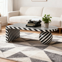 Table basse latérale de luxe italienne à rayures noires et blanches pour salon, appartement, bureau, hôtel – Fabricant de meubles décoratifs
