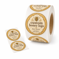 Étiquettes personnalisées pour pots de miel avec logo, en vinyle découpé à la forme, autocollantes, imperméables, rondes, style rustique, vintage, pour pots de miel