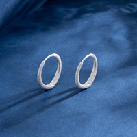 Boucles d'oreilles créoles grandes et minimalistes en argent sterling S925, finition sablée brillante, pour femme, modèle Star River mat
