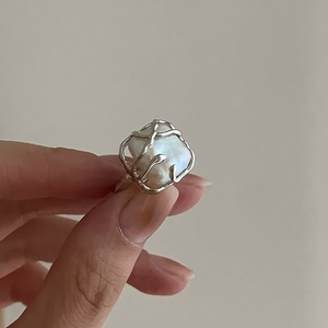 Bague en argent sterling S925 avec perle, design ouvert, pour le doigt index des femmes, à porter au quotidien - Product Image 4