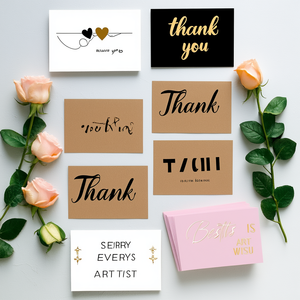 結婚式の誕生日用封筒付きグリーティングカード,高品質カスタムロゴ高級金箔プリント感謝 - Product Image 1