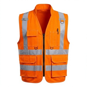 Safety Vest Class 2 Reflective Orange with Custom Logo Pockets and Zipper Front Years Factory Quality Safety Reflective Vest - Product Image 1
