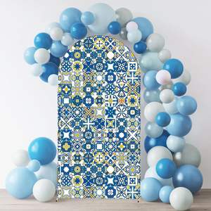 Arch zemin kapakları için akdeniz Patchwork kiremit tema kemerli kapak doğum günü ziyafet porselen taraflar ekran sahne (6FT) - Product Image 3