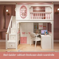 Lit d'enfant en gros d'usine Lit superposé de princesse Bureau armoire combinaison lit enfant chambre
