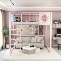 Lit mezzanine en fer forgé moderne avec bureau Cadre en fer duplex simple et peu encombrant pour petits appartements Usine directe
