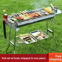 Barbecue portable pliable en acier inoxydable pour la maison et l'extérieur, idéal pour le camping et le grillades au charbon de bois
