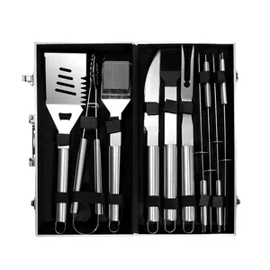 10-Piece Stainless Steel BBQ Grilling Tools Set, BBQ Utensils Grill Tool Accessories Kit with Aluminium Case