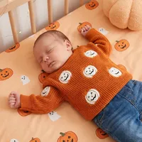 Kinder Herbst Warme Langarm-Rundhalspullover mit Stickerei für Halloween & Weihnachten für Mädchen und Jungen