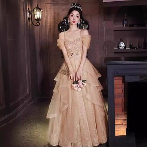 Evening Dress Ball Gown Sweetheart Neckline Empire Waist Khaki Floral Print 3D Patterns For Banquet Coming Of Age Ceremony - Product Image 1