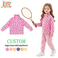 Tiaose Kids Pull à demi-zip à imprimé fraises et ourlet festonné, avec étiquette personnalisée et échantillonnage rapide, Manteau d'extérieur à manches longues pour filles