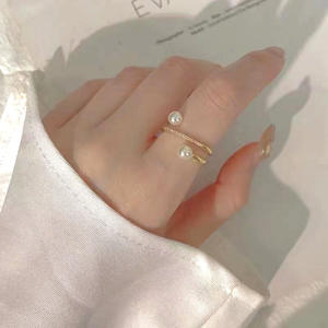 10087 DIY Silver Jewelry Stand with S925 Silver <b>Ring</b> Empty Stand Double Pearl <b>Ring</b> 5-7mm Round Beads <b>Crystal</b> <b>Rings</b> Accessories - Product Image 3