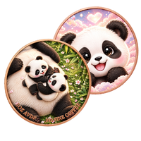 Pièce de monnaie commémorative en cuivre de 5 OZ, pièce unique, avec motifs en relief : Parent, bébé panda, bambou, fleur et paysage champêtre