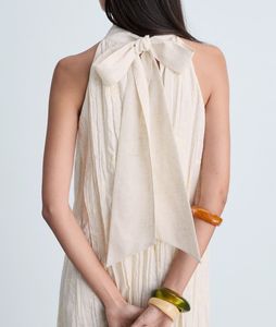 فساتين نسائية أنيقة بالجملة للربيع، تصميم مخصص من الكتان، فساتين صيفية أنيقة وعصرية طويلة للسيدات - Product Image 3