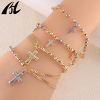 Vente en gros de bijoux religieux catholiques, chapelets tricolores, pendentif croix avec petit bracelet chapelet, cadeaux