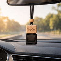 Diffuseur de parfum pour voiture TopOne de haute qualité, flacon suspendu vide en verre carré avec cordon tressé réglable et perle en bois