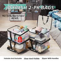 JD FRESH Lot de 2 sacs de rangement transparents en PVC de 27 L avec fermeture éclair et poignées / Housses pliables pour saris / Organisateur de placard / Multi-usages