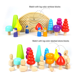 Bloques de construcción de árbol arcoíris de madera, juguete educativo apilable para niños de 4 a 6 años - Product Image 5