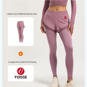 Leggings de sport 2-en-1 pour femmes avec poche, pantalon d'entraînement effet seconde peau, taille haute, effet push-up pour le yoga - Product Image 1