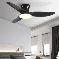 Ventilateur de plafond à profil bas de 52 pouces avec lumière, 3 pales en bois de chêne naturel, finition blanche, montage encastré, moteur DC silencieux, LED, chambre à coucher, salon