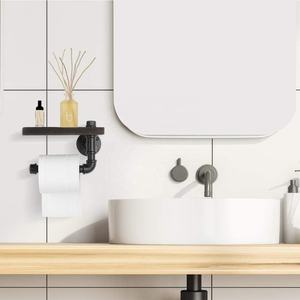 <span class=keywords><strong>Portarotolo</strong></span> da parete industriale in stile tubo con mensola, in <span class=keywords><strong>legno</strong></span> rustico e metallo marrone - Product Image 5