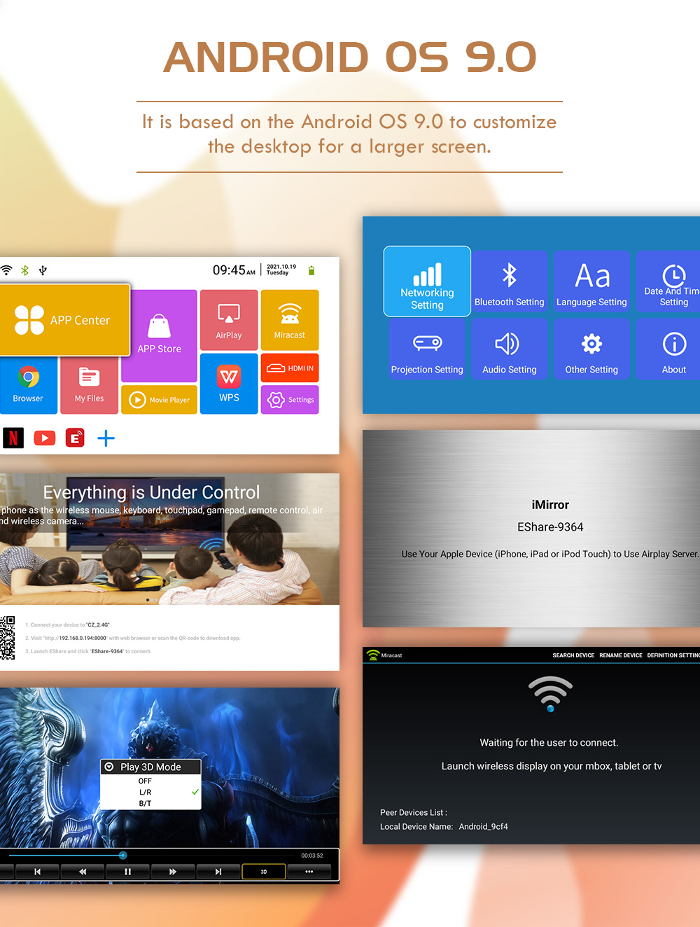 4K Mini DLP Projector Portable Durable Android Home Theater Mini Projector