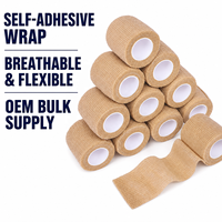 Venda cohesiva elástica transpirable de color piel beige de marca privada para protección deportiva, autoadhesiva, para primeros auxilios, suministro médico.