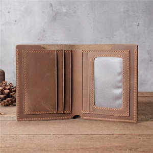 Boshiho Men Vintage Bifold Genuine Leather Credit Card Holder <b>Wallet</b> Top Layer Cowhide Short Type <b>RFID</b> <b>Blocking</b> Multi-Function - Product Image 4