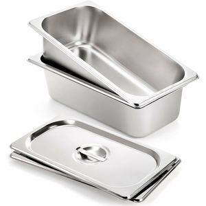 Bac anti-blocage rectangulaire professionnel pour restaurant, style américain, en acier inoxydable, pour stockage alimentaire, ustensile de cuisine, bac GN 1/1 - Product Image 2