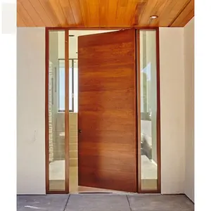 最新住宅主入口现代超高宽尺寸枢轴木门带侧灯设计枢轴门
