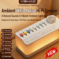 Jam Alarm Speaker Multifungsi ABS Modern dengan Lampu Malam Ambient Warna-warni, Kecerahan Dapat Disesuaikan untuk Ruang Tamu