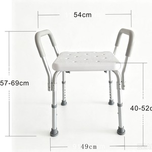 Silla de ducha para baño de aleación de aluminio para niña, con reposabrazos, altura ajustable, para ancianos y discapacitados, color blanco, 58x12x36cm - Product Image 3