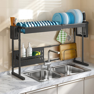 Kitchen Sink Dish Rack 2 Tier With Tray Quick Dry Modern Style For Dish Drying Storage - Product Image 1