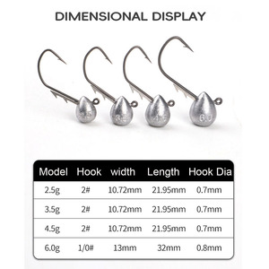 5 pièces/sac crochet de tête de gabarit 2.5g/3.5g/4.5g/6g crochet barbelé <span class=keywords><strong>truite</strong></span> <span class=keywords><strong>ver</strong></span> souple leurre gabarit crochet de pêche - Product Image 5