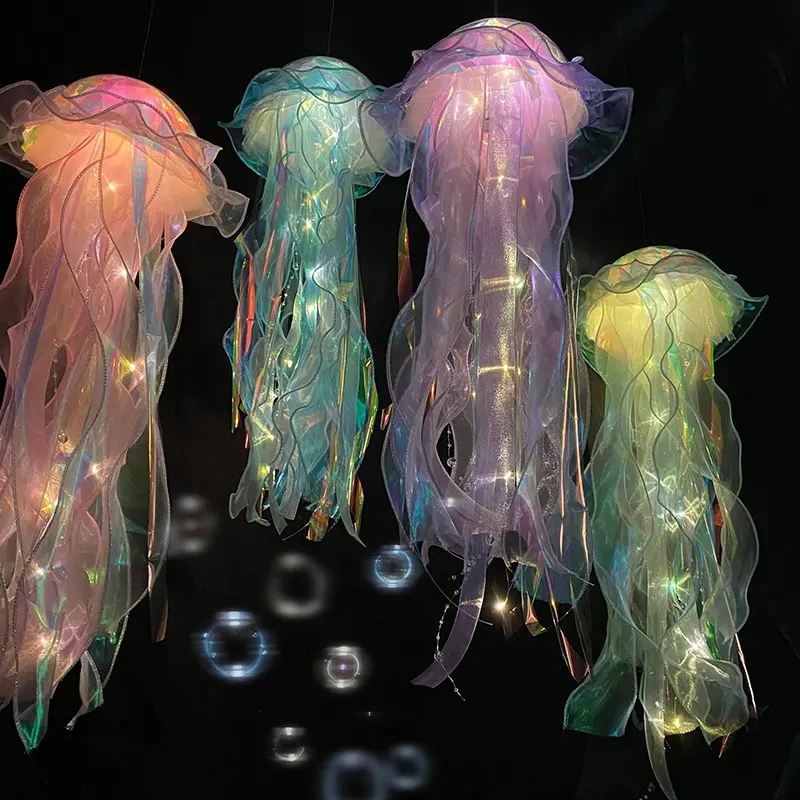 Quarto Decorações De Férias Portátil Jellyfish Lanterna DIY Pendurado Ornamentos Luzes Led Multi-color Botão Baterias