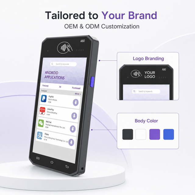Aisino A80 Android Banking Card Payment POS Mini Mobile Handheld Terminal NFC and Chip & Pin Reader + BT Printer Charging Base