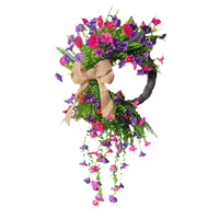 Guirlande de fleurs artificielles à suspendre à la porte, décoration de la maison, printemps/été, violet rose, style pastoral, haute qualité, durable
