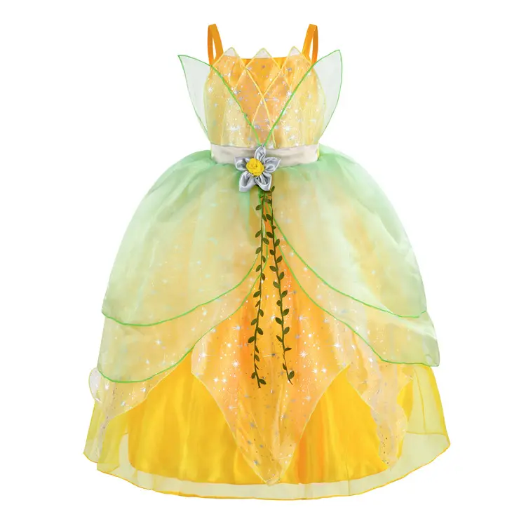 Tinker Bell vestido elfo niño vestido princesa Tiana vestido Halloween Cosplay verde Hada