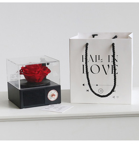 Lussuosa Scatola Musicale con Rosa Eterna Preservata, Copertura in Vetro, Altoparlante Bluetooth e Luce, per San Valentino, Festa della Mamma, Laurea - Product Image 4