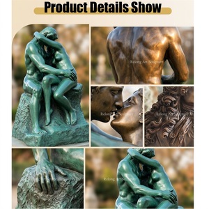 Statue de <span class=keywords><strong>couple</strong></span> amoureux en bronze grandeur nature, style antique, design personnalisé pour la décoration artistique extérieure - Product Image 3