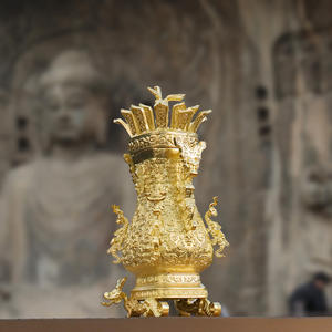 Lussuosi e Squisiti Oggetti Artigianali in Ottone Antichi Vasi Quadrati in Stile Cinese <span class=keywords><strong>Antico</strong></span> con Motivo Loto e Gru Fusione di Alta Qualità - Product Image 5