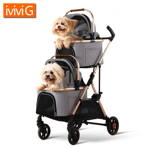 M302T aluminium lipat 4 roda Jogging Travel Stroller besar ganda anjing atau kucing pembawa hewan peliharaan - Product Image 1