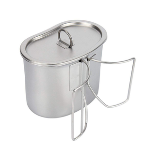 Tasse à eau isotherme en acier inoxydable 304 de 600-700 ml pour camping en extérieur avec couvercle, boîte à lunch portable, poignée pliable, mini-récipient individuel - Product Image 4