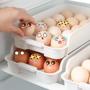 Egg <b>Storage</b> <b>Drawer</b> 15 Compartment <b>Stackable</b> Fridge Container White Freshness Preservation Kitchen Food Organizer - Product Image 3