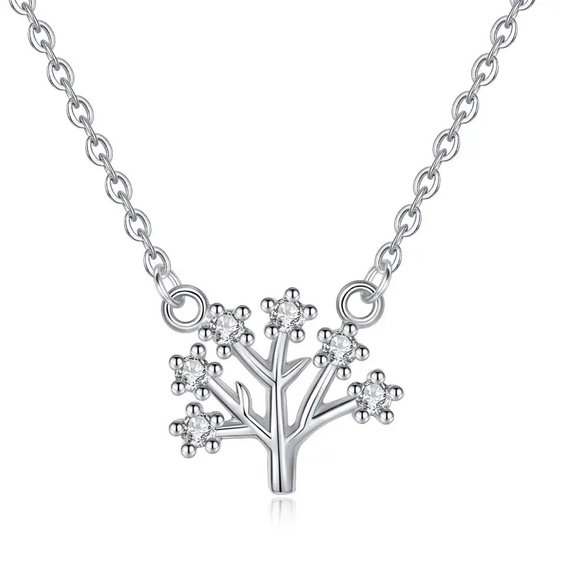 925 स्टर्लिंग चांदी के लिए बधाई पेड़ हार पेंडेंट महिलाओं के फैशन लेडी त्योहार उपहार गहने